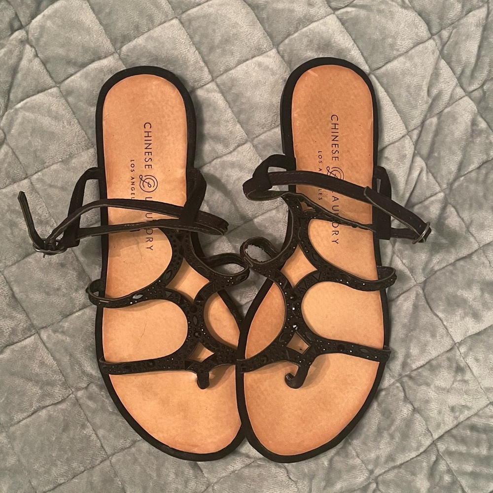 Chinese Laundry Black Strappy Sandals